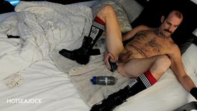 working a toy into my hole while jacking off - verbal