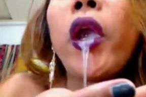 pretty Self Cockblower Munches Her Own jizm