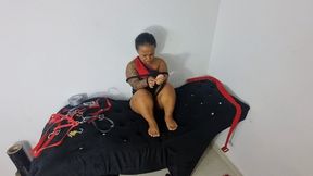Sexy brunette with a forked tongue spitting and licking a dwarf's tongue Part 1 By Evelyn Boarque and Evil Dwarf Cam Full HD