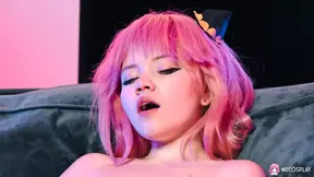 Redhead Rebecca Nixon rubs her big tits and pleases her wet pussy with a sex toy