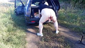 Neighbor gets lots of orgasms with squirting in public