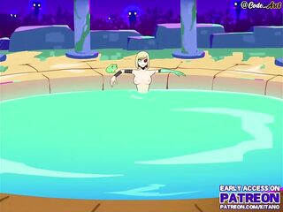 Golden-haired gets roughly banged in sauna [Spanish subtitle]