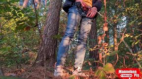 stopped to take a piss in the woods while on a walk