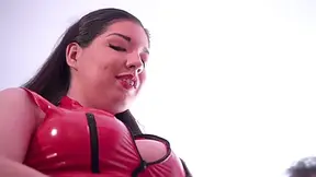 Femdom. Two Dominatrixes In Latex Pegging Their Sissies In The Mouth