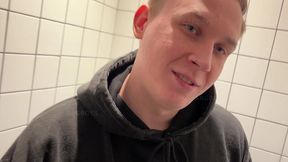 strainger s big fat cock in public toilet blowjob