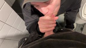 strainger s big fat cock in public toilet blowjob