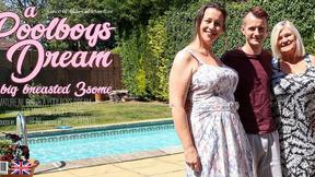 ”Eva Jayne & Lacey Starr are two big titted cougars that love to share the poolboy”