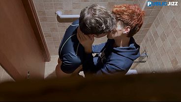 Twink Sucks Cock in Dirty Public Bathroom: Sock &amp_ Sneaker Fetish Fuck