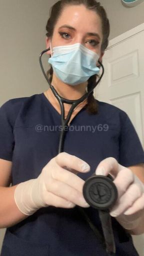 POV Physical Exam Otoscope, Stethoscope, Manual BP Cuff in Navy Scrubs