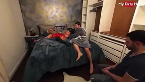 Cuckolded wife gets creampied while hubby watches