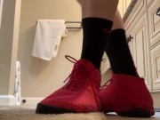 Black and red Nike elite socks with red Jordan retro