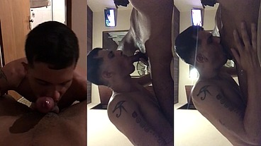 Dividi o quarto do hotel com meu colega de trabalho e acabamos fudendo gostoso