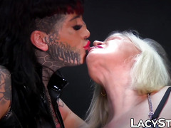 British Lacey Starr submits asshole to tatted femdom Pixie Peach