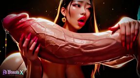 Asian - Thick Koreans - Titfuck & Blowjob Interracial Fucking - Animated Porn
