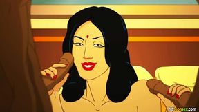 Savita Bhabhi - Busty mature cartoon indian woman sucks the dick of two young guys