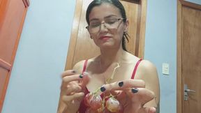 Swallowing delicious grapes for you