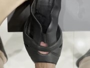 Cumming in Black Peep Toe Sandal