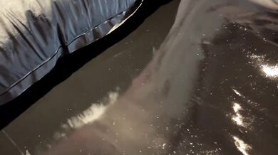Latex gloves stuffed into rubber boots tight fetish