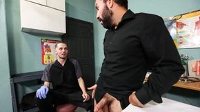 Stepson needs a volunteer to practice the process of a prostate exam