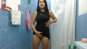 Two beauties pee on each other and take a threesome piss shower