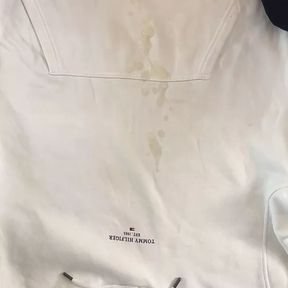 Cum on new white Tommy Hilfiger Hoodie