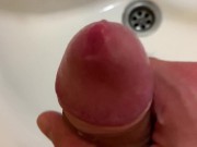 Man masturbates in the bathroom for the fifth time and barely cums in the sink