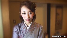 Japanese nympho in kimono Aya Kisaki is ready to masturbate herself