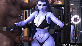 Widowmaker and heavy loads in the gym with BBC (Compilation) non-human &amp_ alien girl