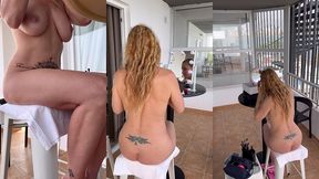 3eme jour a ibiza l heure de la douche et de me preparer avant l arrivee ...