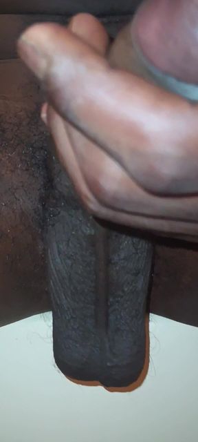 Stroking Big Black Uncut Dick Wit Cock Ring