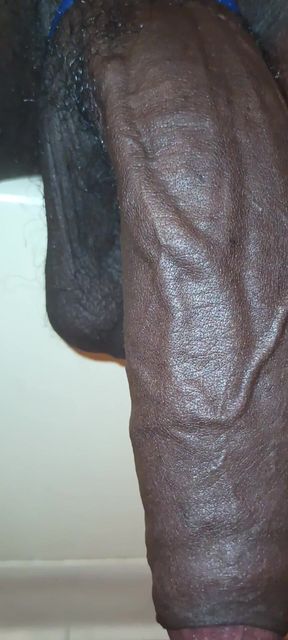 Stroking Big Black Uncut Dick Wit Cock Ring