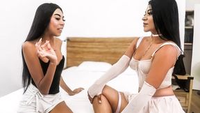 Big Tits Latina Babe Cheats On American BF With Slutty Lesbian Friend