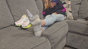 Chrissy new shox and puma sock tease