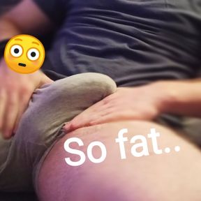 Daddy strokes his fat cock looking at your nudes