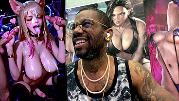 League Of Legends Transgender Slut Getting Her Face Cum Covered While Her Girl Cock Cums, AI Generated