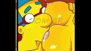 Milhouse comiendose a Marge