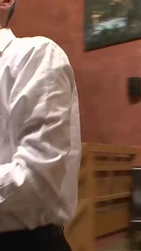 Humiliated bound man in the cage