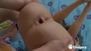 18yo teen takes a rough anal pounding