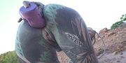 TATTOO teen outdoor ANAL masturbation