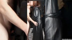 Burgundy Leather Pants Handjob