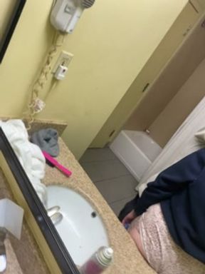 Hotel bathrooms taking that hot married pussy right to “pound town”