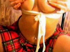 Beautiful webcam chick with big tits rubbing her snatch