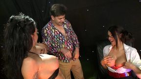 stacey lacey, emily b and charley attwell each cum on his cock during 4 way