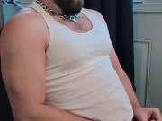 Bitting my straight roomate nipples so he can cum in my beard.