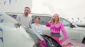 Sneaky Car Dealership Threesome - Alex Legend, Emma Magnolia And Alexa Payne