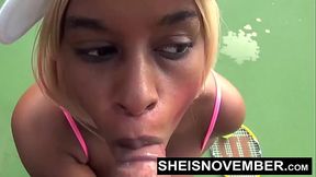 I'_m Sucking A Stranger Big Cock POV On The Public Tennis Court For Beating Me, Busty Ebony Whore Sheisnovember Giving A Blowjob With Her Large Natural Tits And Erect Nipples Out, Exposing Her Big Ass With Upskirt While Walking by Msnovember