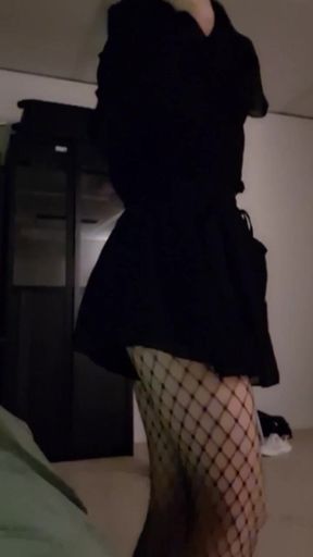 the girl takes off her dress and wants to play