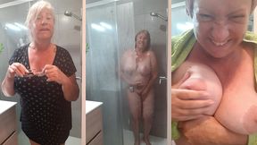 fina takes a shower and there s hardly enough room because of her big breasts