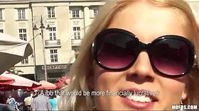 Blonde czech exhibitionist juggles her brilliant ass on a big-dick