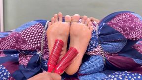Most Beautiful Oily Indian Feet | Double Hair Brush Relaxation Session story